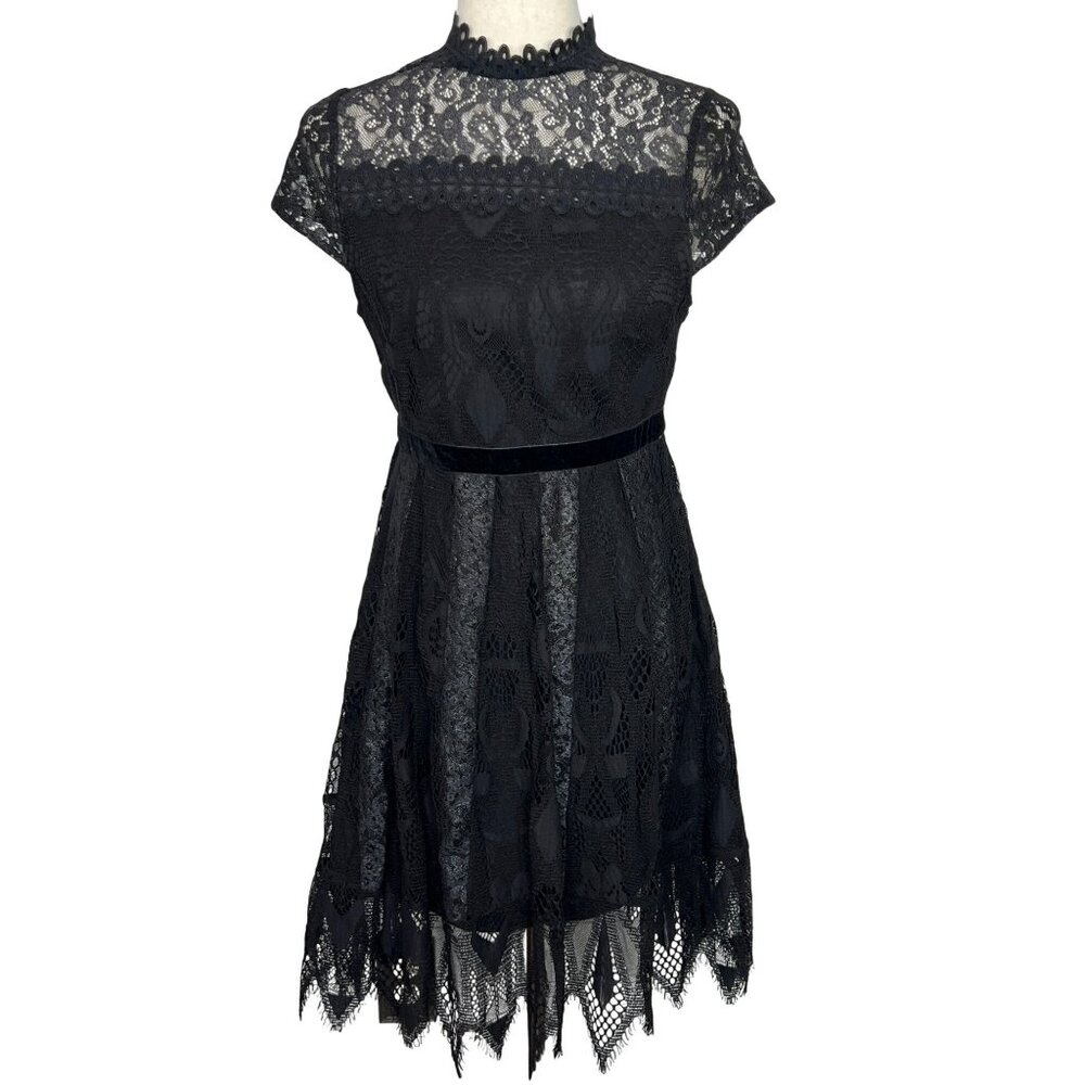 FOXIEDOX Maisie Lace Overlay Dress Black Sz 4 FA931DR NWT